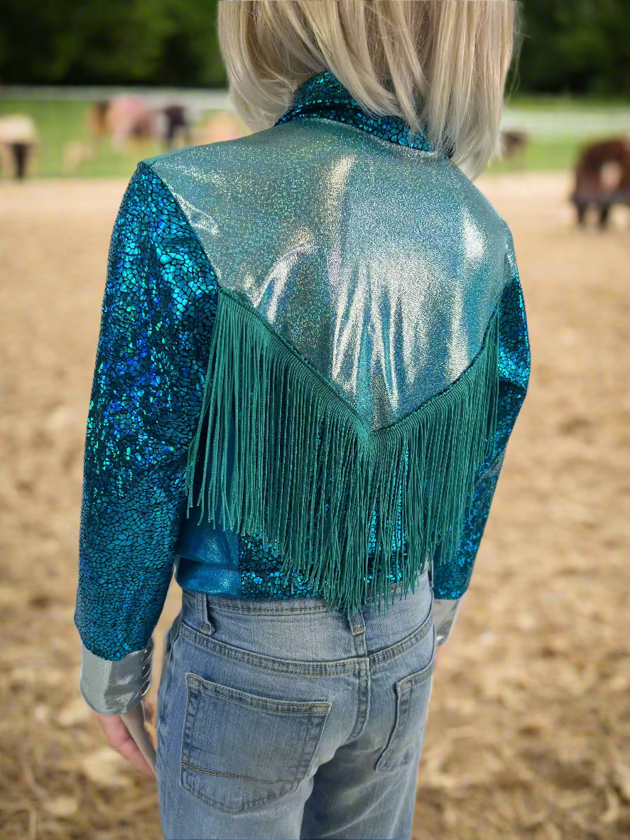 All The Blues Snap Front Rodeo Shirt with Yoke Fringe Rodeo Shirt Riverside Rodeo Shirts
