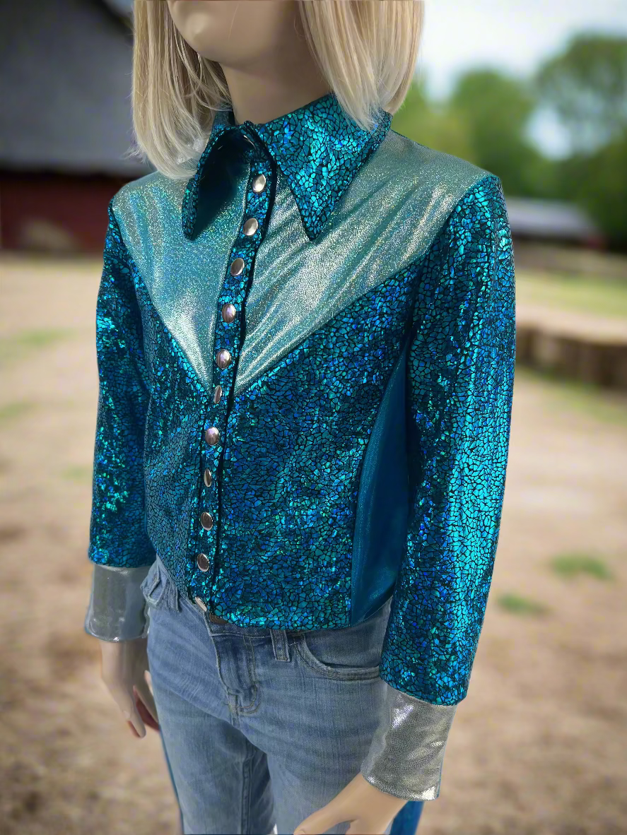 All The Blues Snap Front Rodeo Shirt with Yoke Fringe Rodeo Shirt Riverside Rodeo Shirts