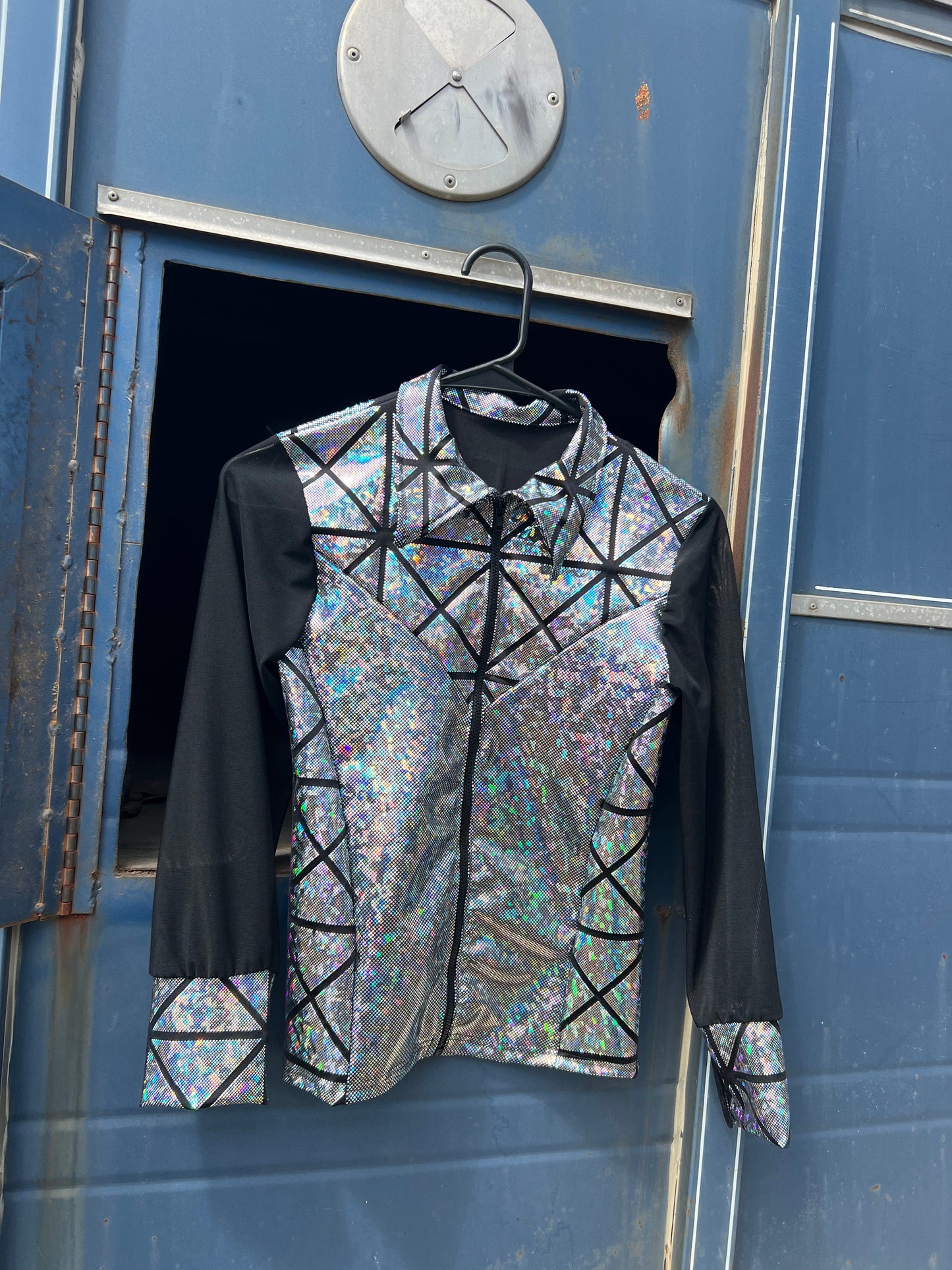Silver Kaleidoscope Mesh Sleeve Rodeo Shirt - Riverside Rodeo Shirts
