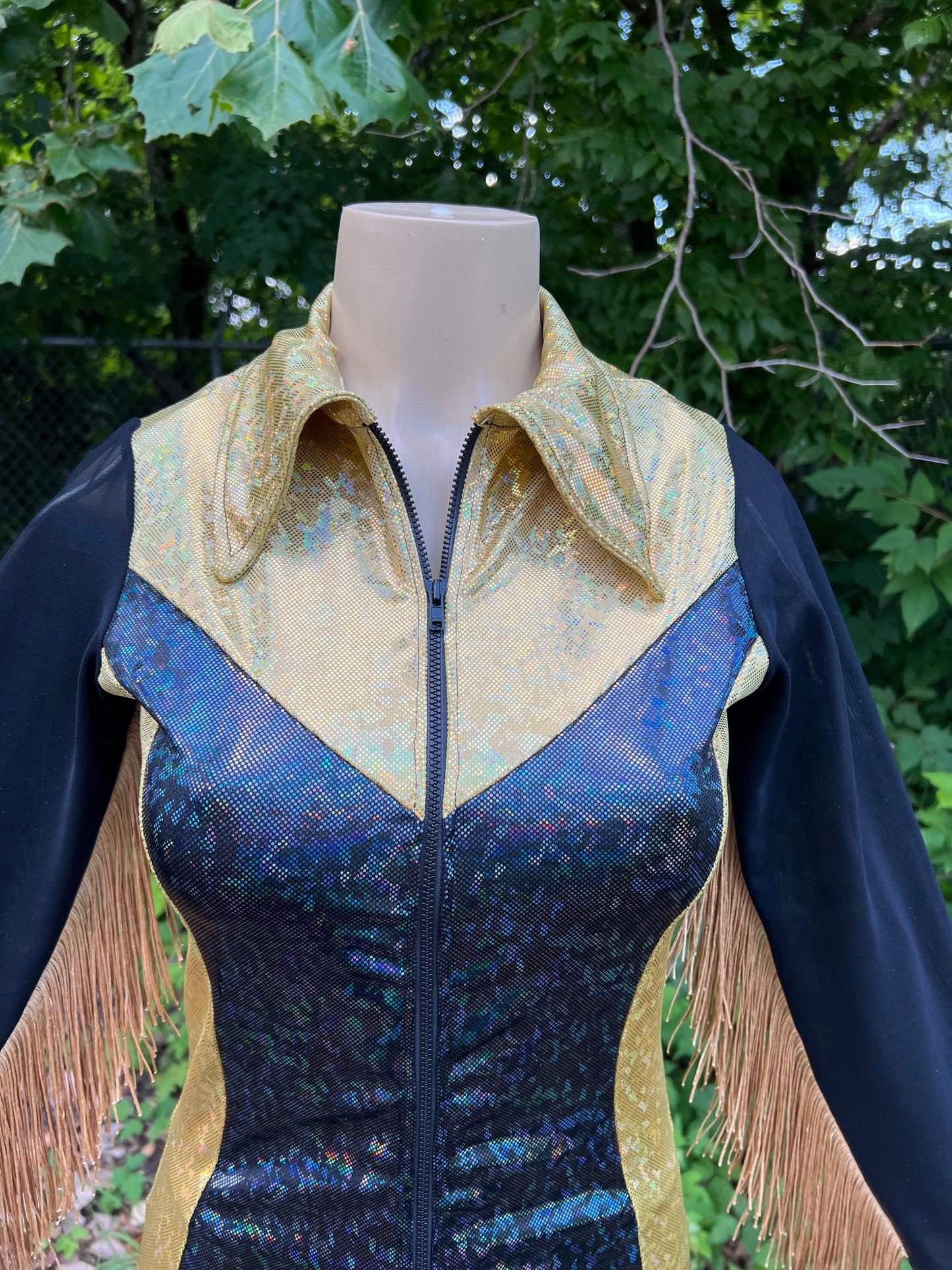 Gold and Black Kaleidoscope Mesh Sleeve Rodeo Shirt Rodeo Shirt Riverside Rodeo Shirts