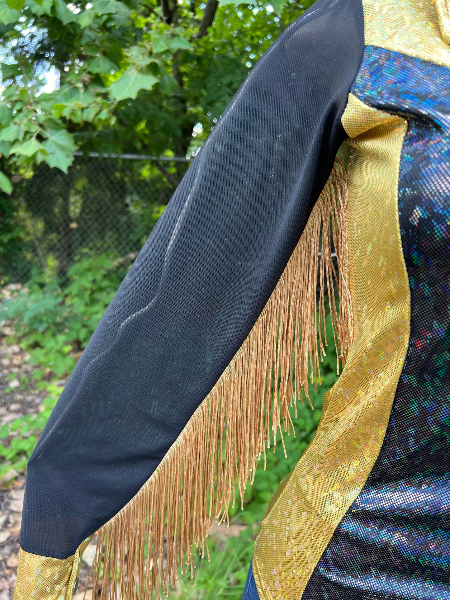 Gold and Black Kaleidoscope Mesh Sleeve Rodeo Shirt Rodeo Shirt Riverside Rodeo Shirts