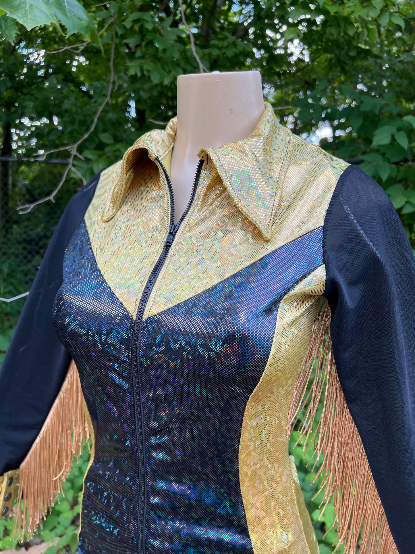 Gold and Black Kaleidoscope Mesh Sleeve Rodeo Shirt Rodeo Shirt Riverside Rodeo Shirts