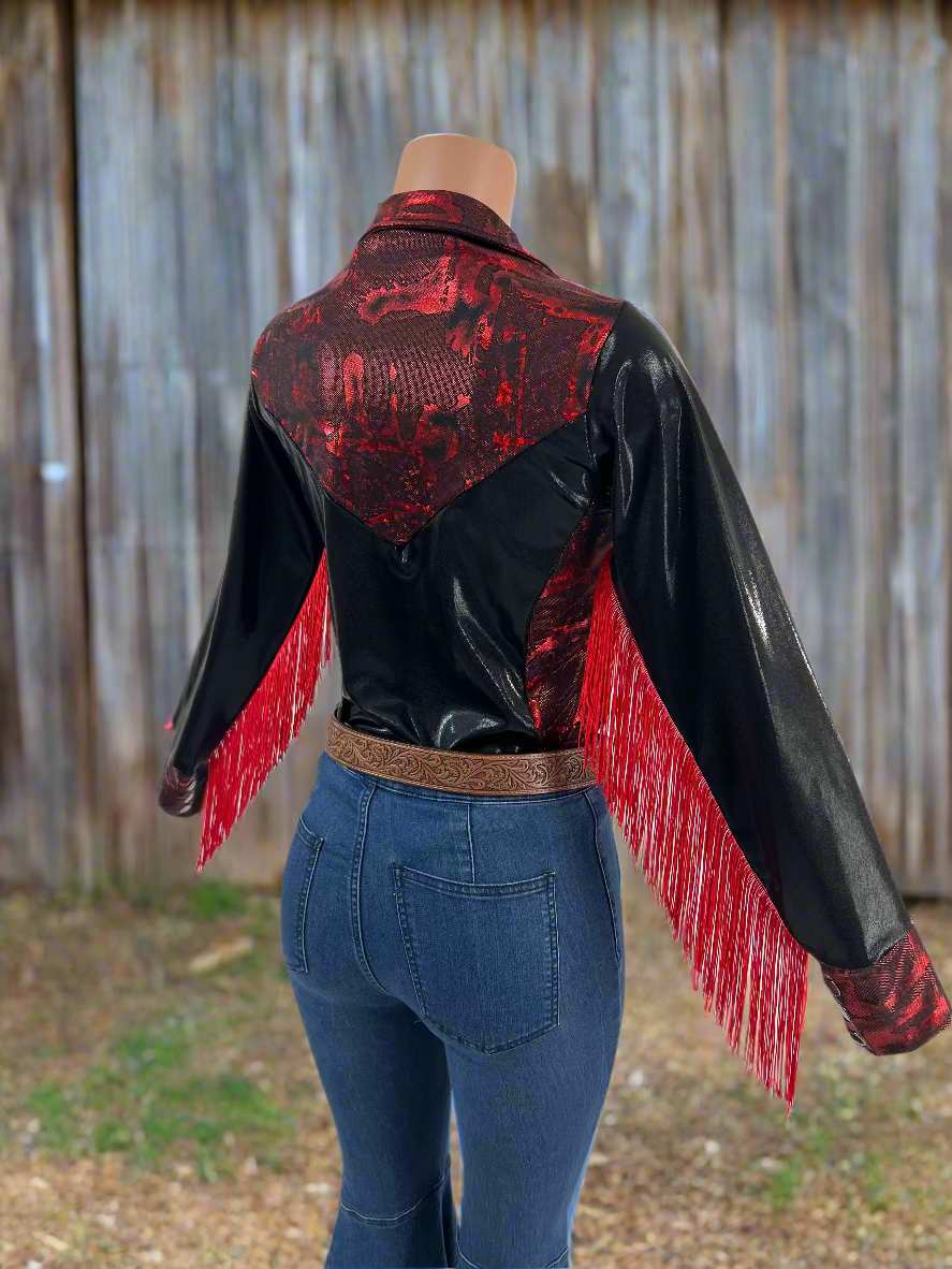 Red and Black Rodeo Shirt Rodeo Shirt Riverside Rodeo Shirts