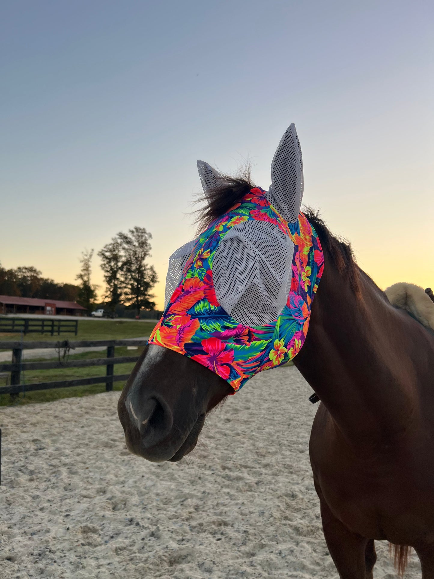 Tahitian Floral Fly Mask Fly Bonnet Riverside Rodeo Shirts