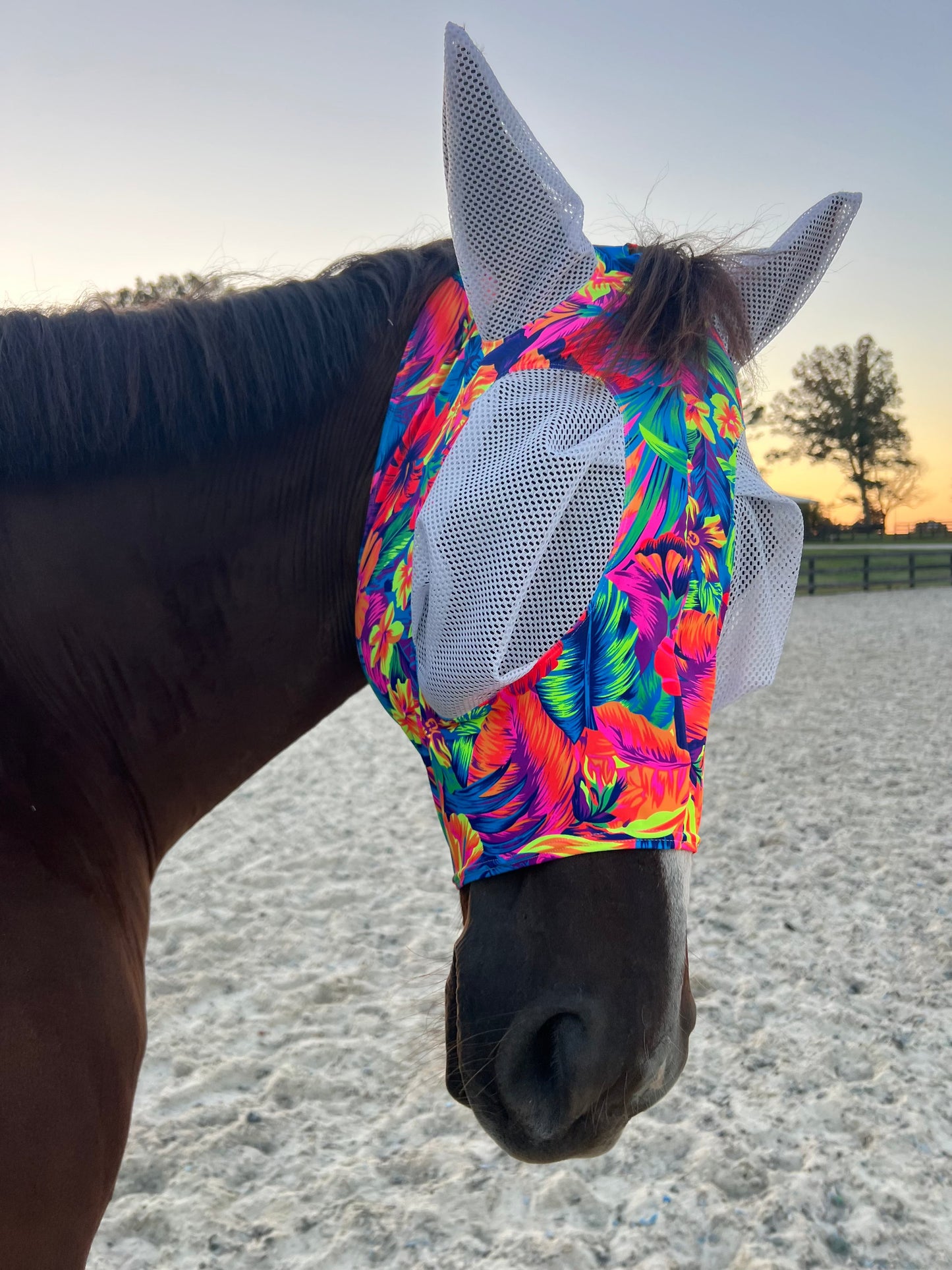 Tahitian Floral Fly Mask Fly Bonnet Riverside Rodeo Shirts
