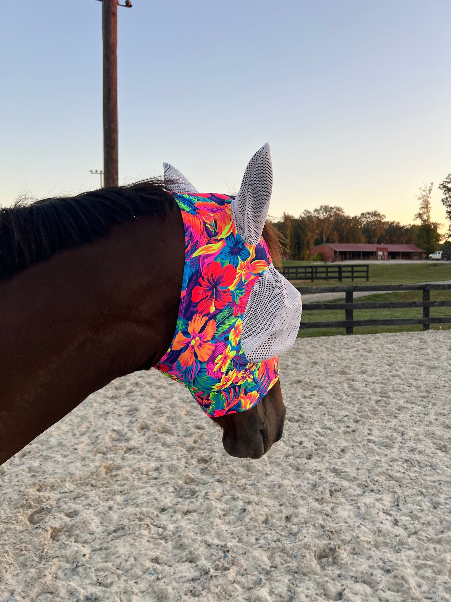 Tahitian Floral Fly Mask Fly Bonnet Riverside Rodeo Shirts