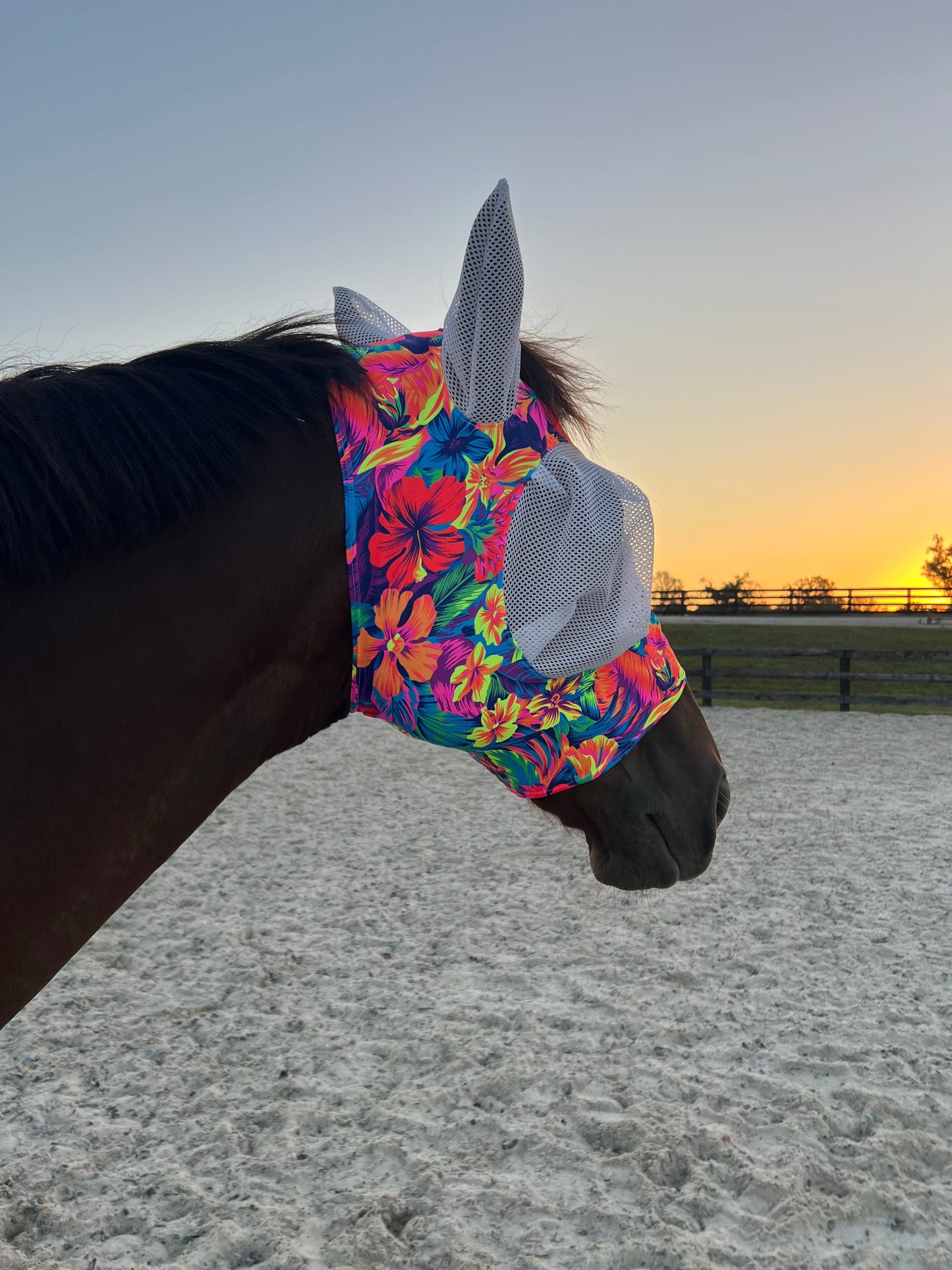 Tahitian Floral Fly Mask Fly Bonnet Riverside Rodeo Shirts