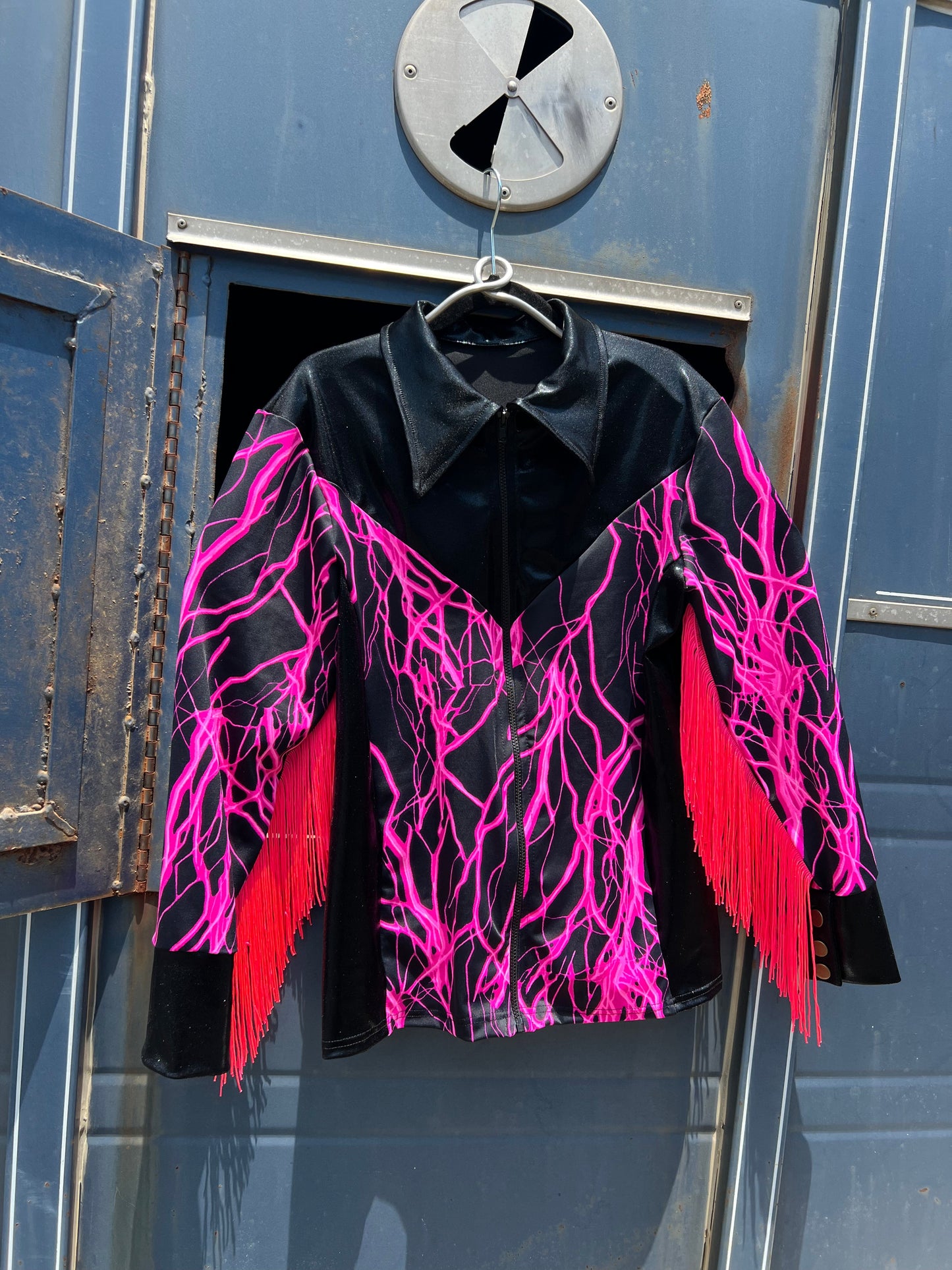 Neon Pink Lightning Rodeo Shirt Rodeo Shirt Riverside Rodeo Shirts