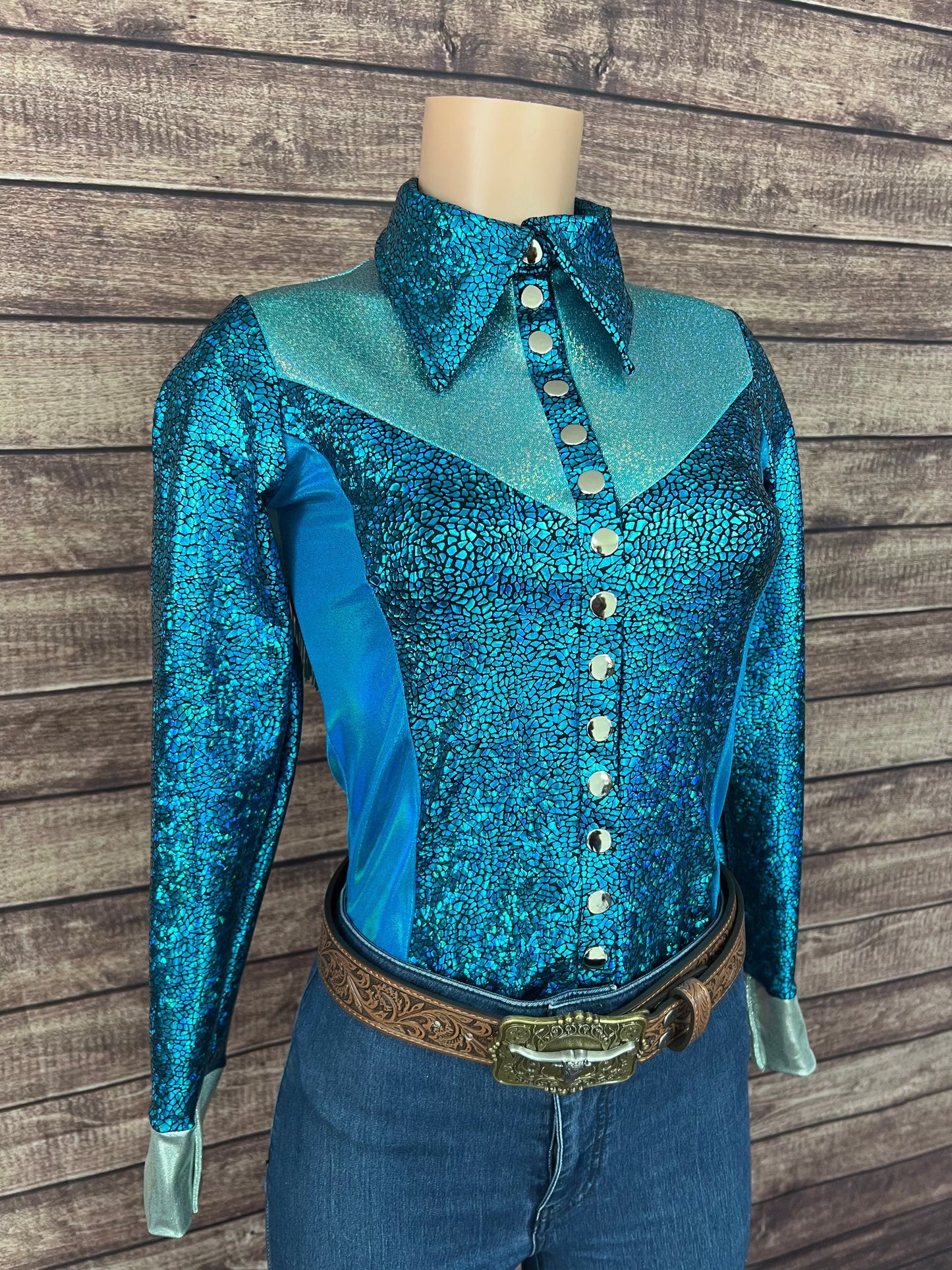 All The Blues Snap Front Rodeo Shirt with Yoke Fringe Rodeo Shirt Riverside Rodeo Shirts