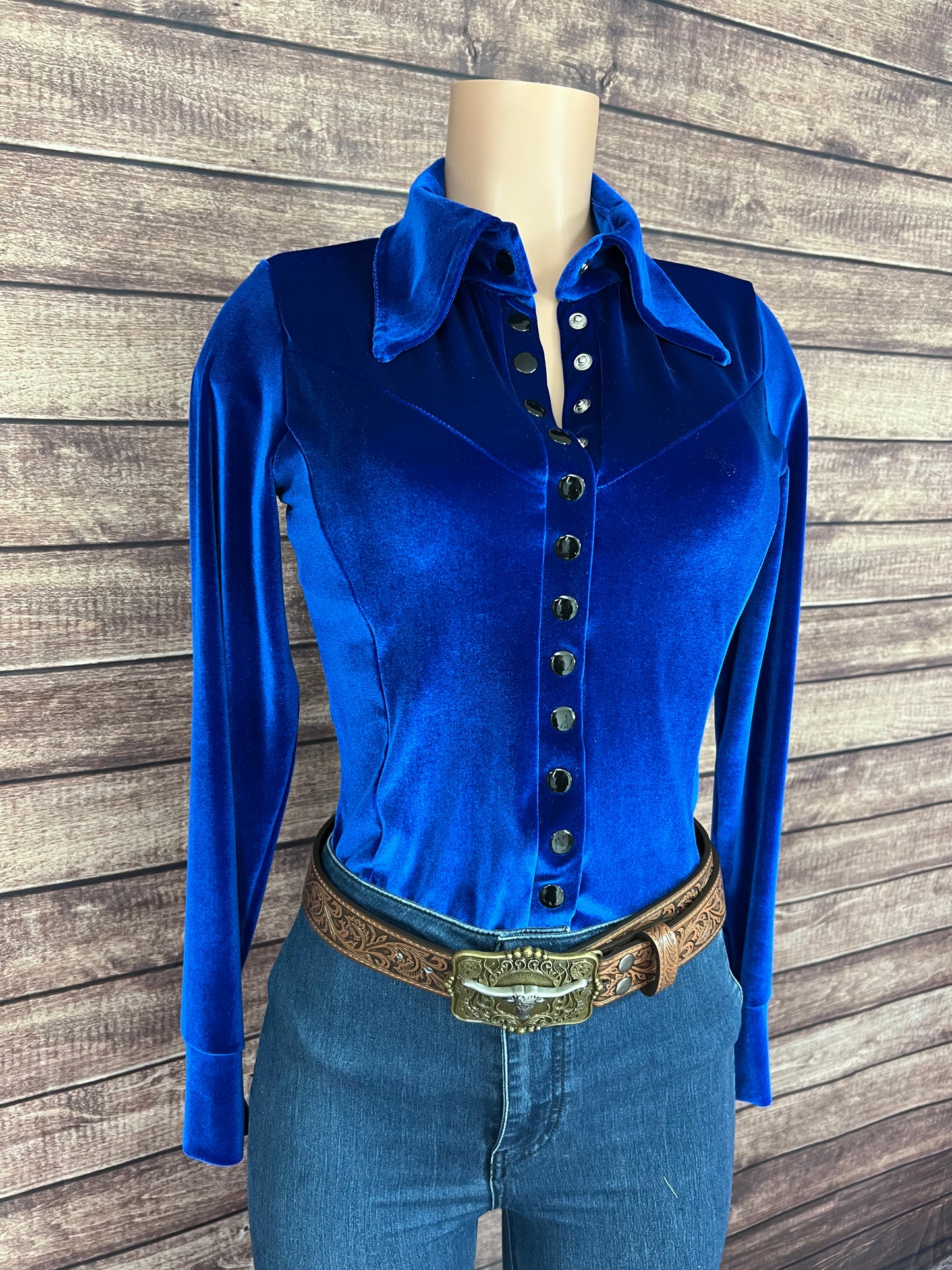 Sapphire Velvet Snap Front Rodeo Shirt