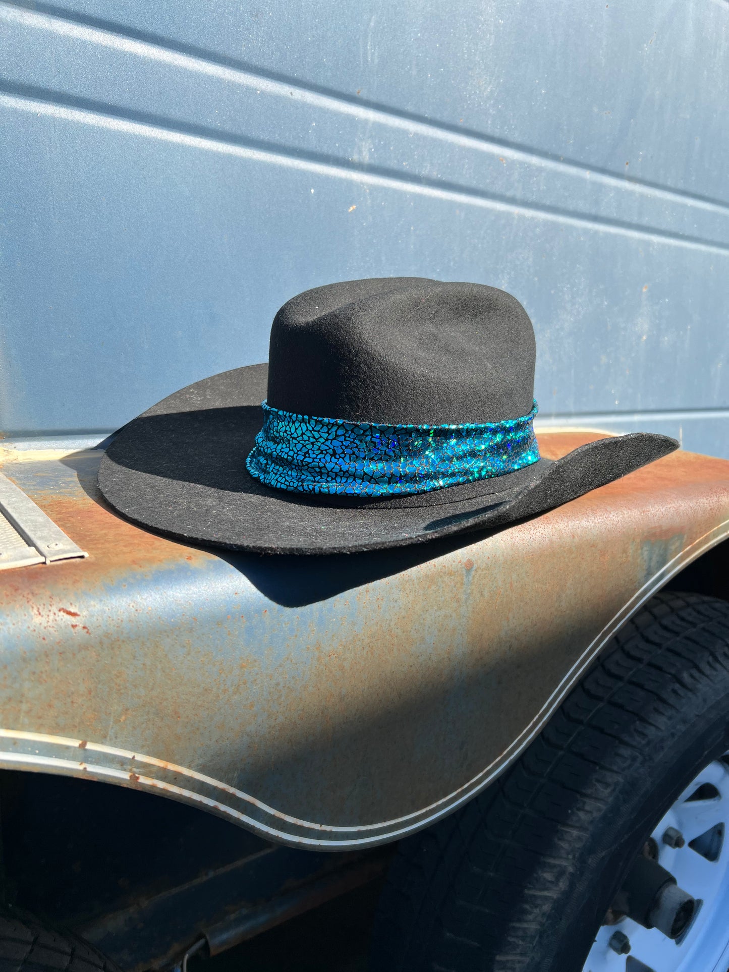 Turquoise Shattered Glass Hat Band