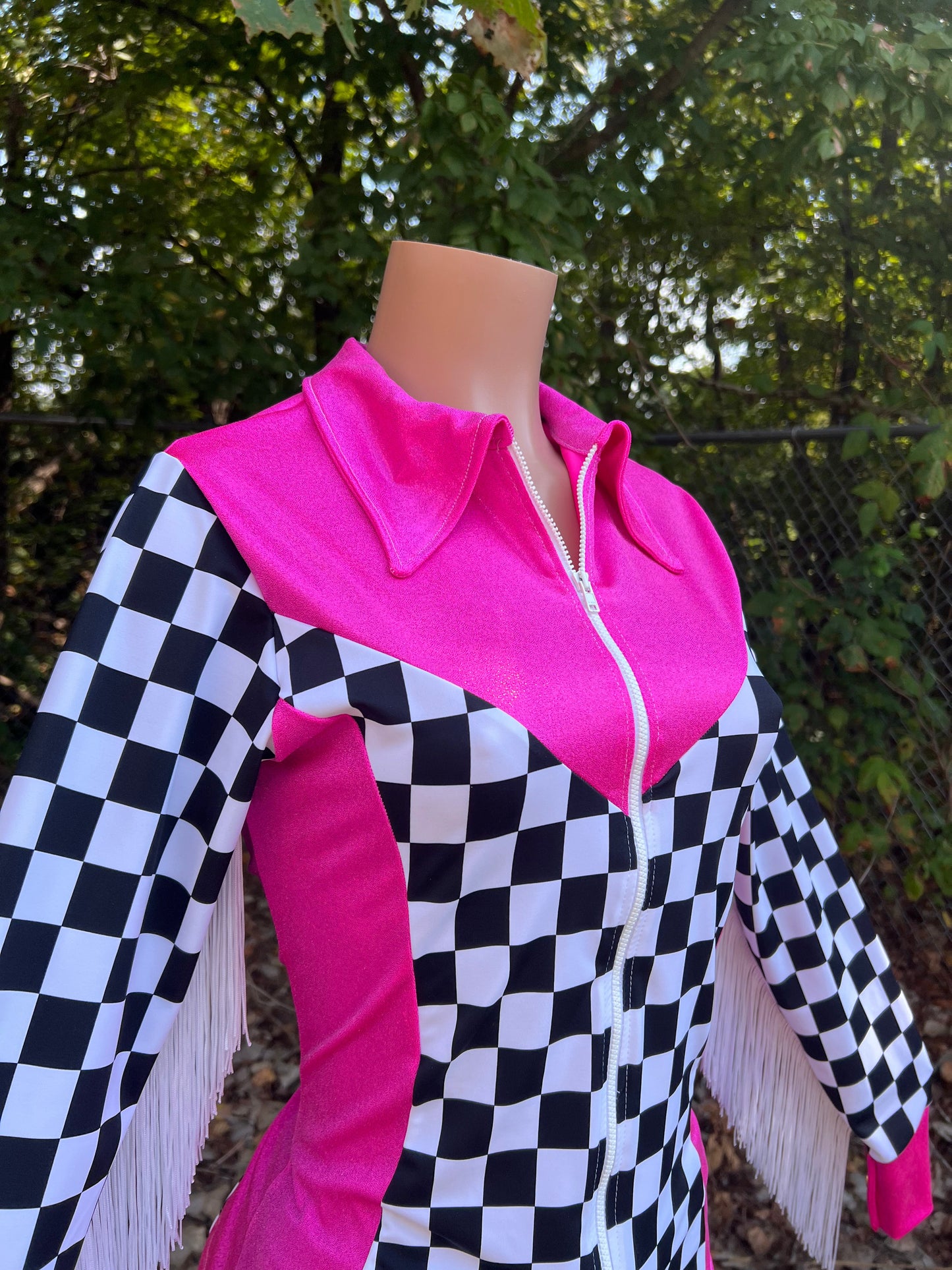 Neon Pink and Checkered Rodeo Shirt - Riverside Rodeo Shirts