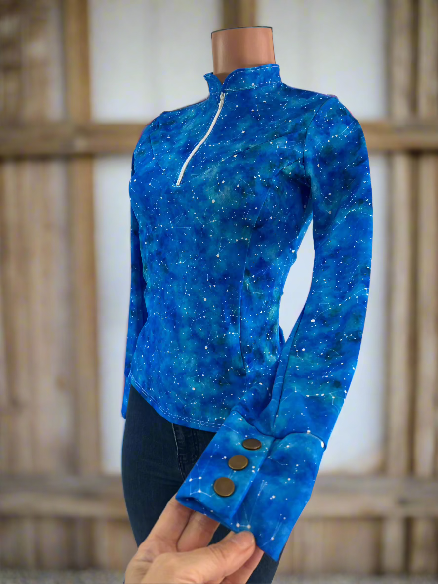 Celestial 1/4 Zip Shirt with Short Collar Rodeo Shirt Riverside Rodeo Shirts