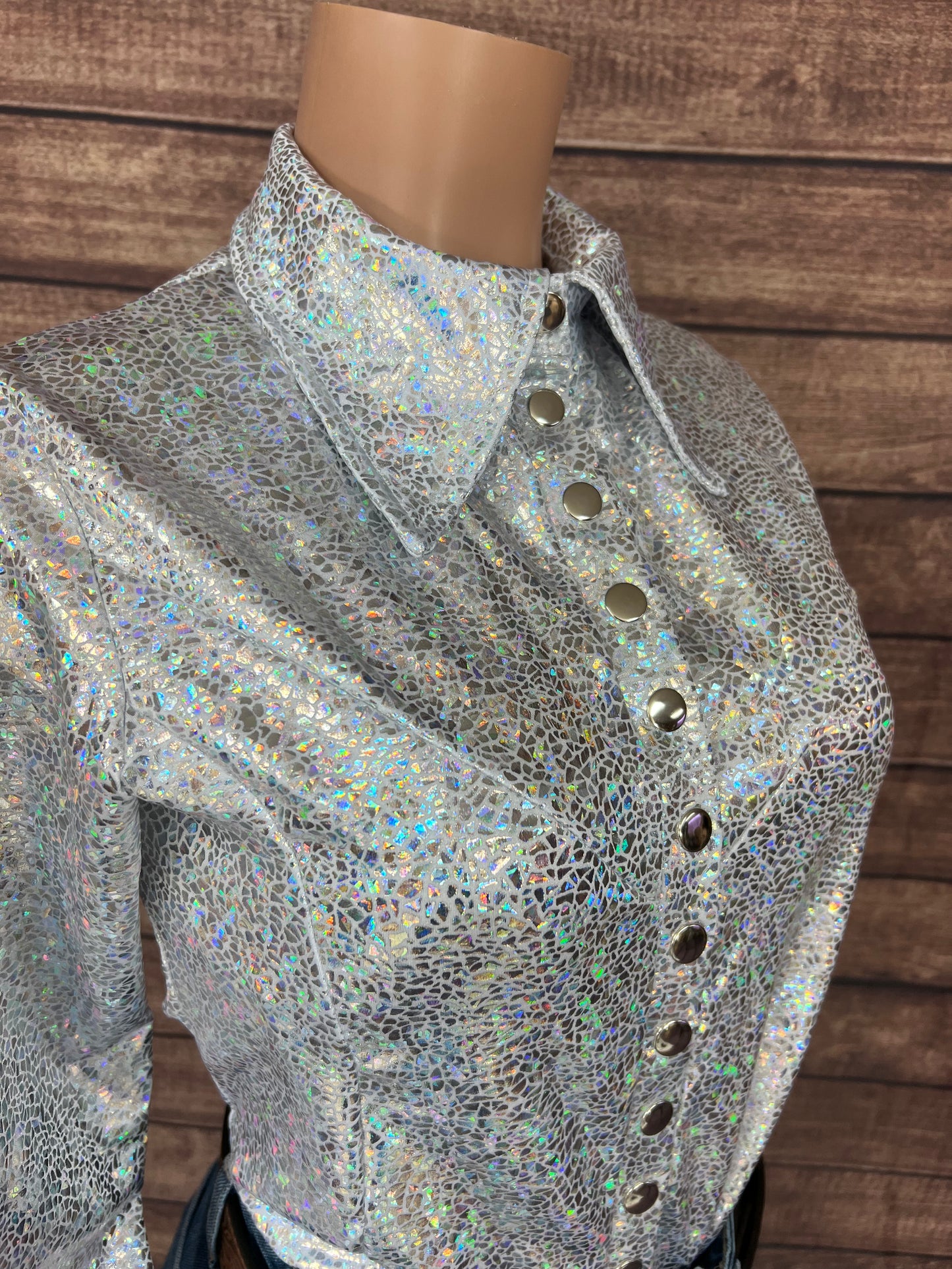 White Shattered Glass Snap Front Rodeo Shirt