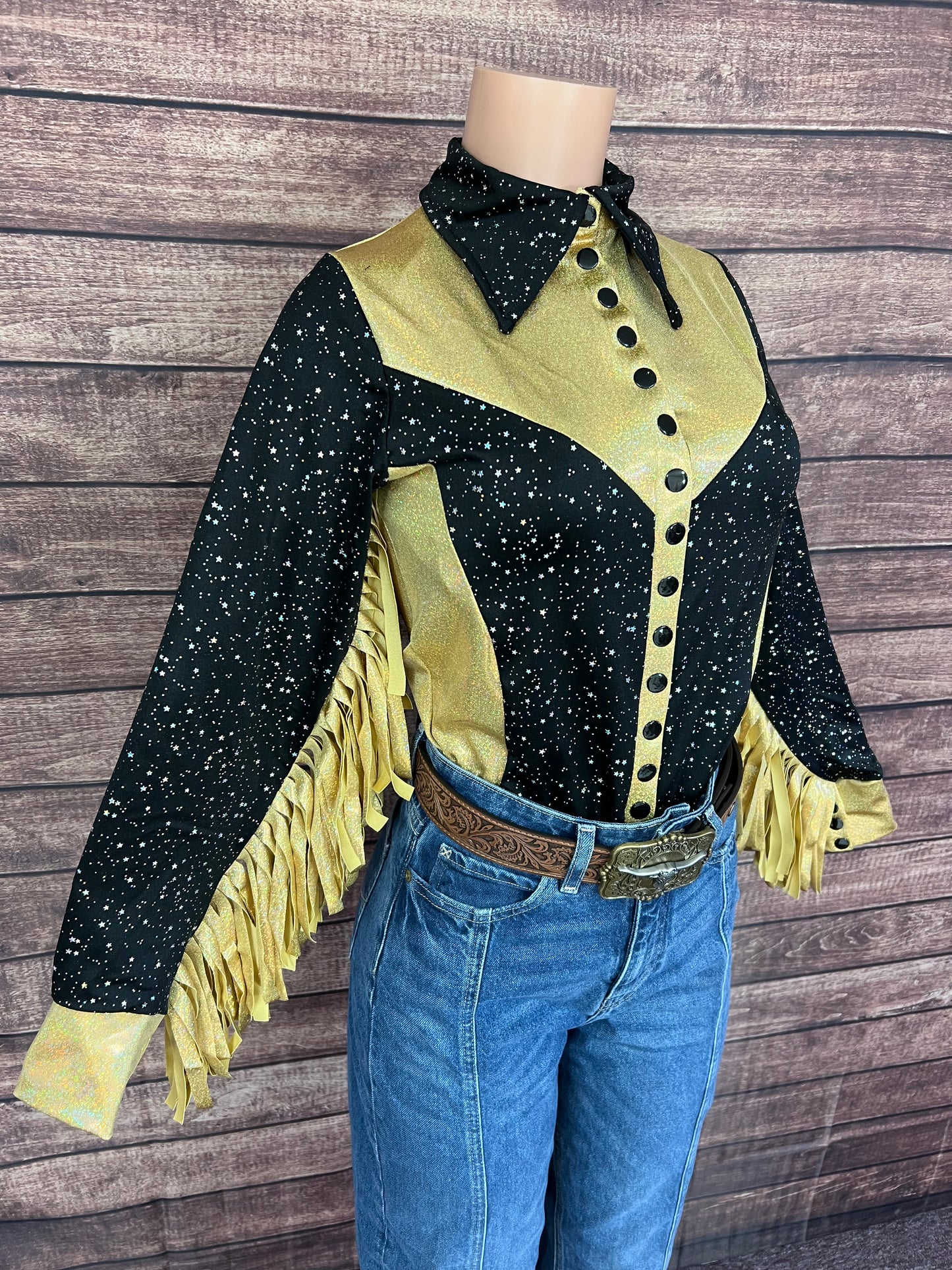 Gold Rush Snap Front Rodeo Shirt with Thunderbird Fringe