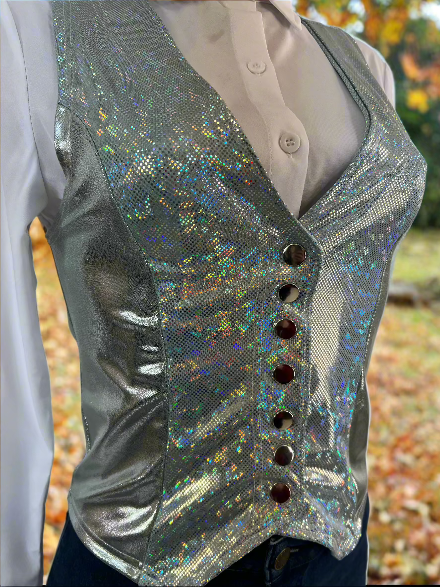 Sparkling Silver Snap Front Western Vest Rodeo Shirt Riverside Rodeo Shirts