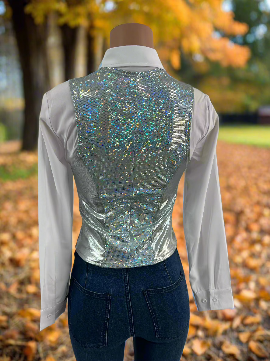 Sparkling Silver Snap Front Western Vest Rodeo Shirt Riverside Rodeo Shirts