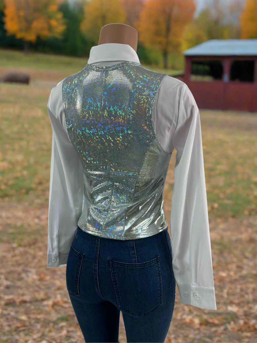 Sparkling Silver Snap Front Western Vest Rodeo Shirt Riverside Rodeo Shirts