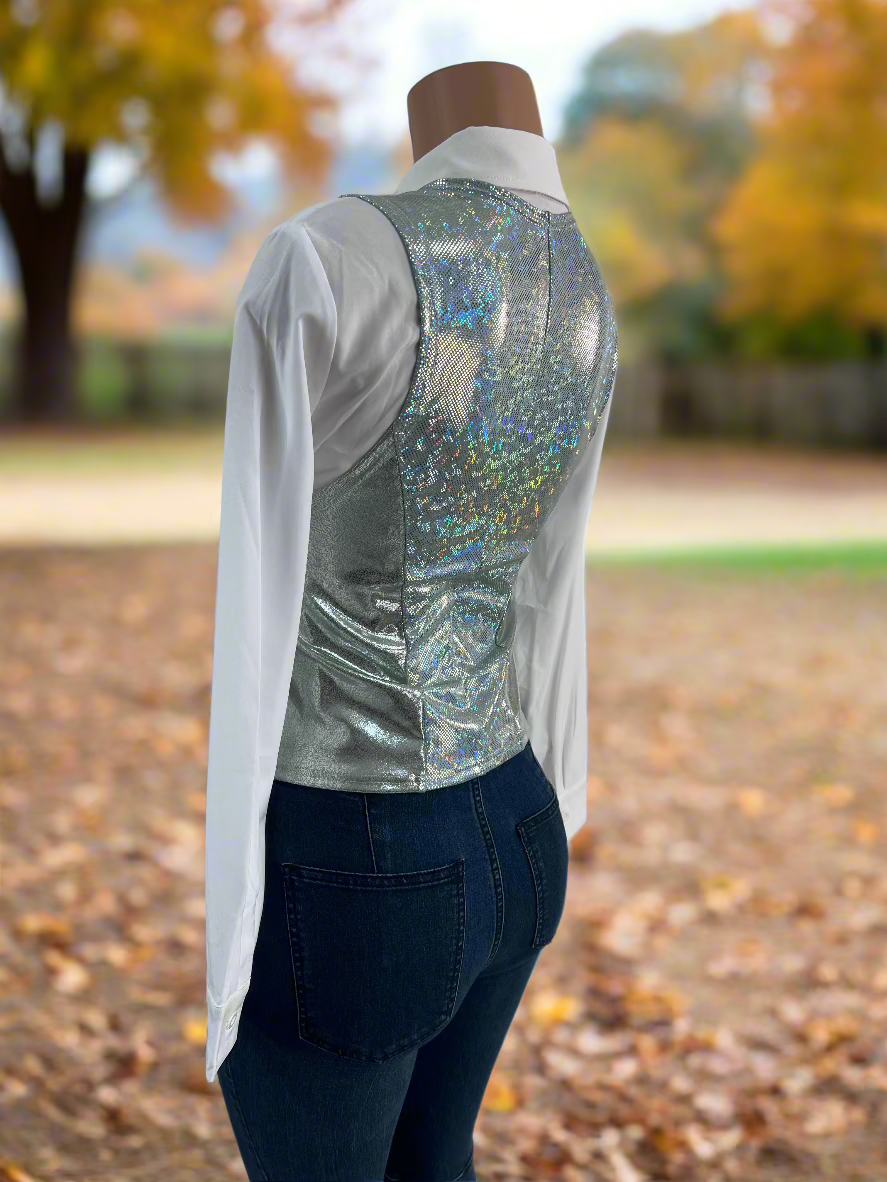 Sparkling Silver Snap Front Western Vest Rodeo Shirt Riverside Rodeo Shirts