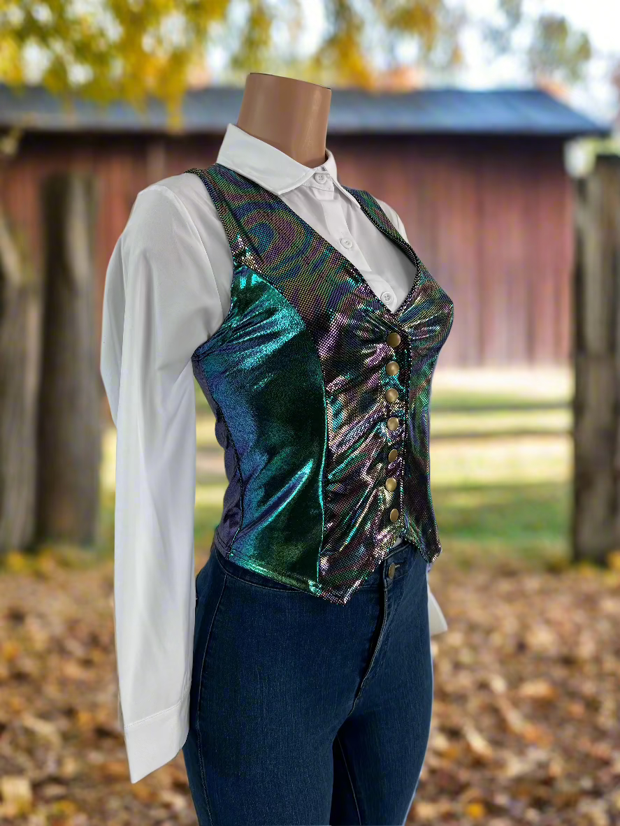 Oil Slick Snap Front Western Vest Rodeo Shirt Riverside Rodeo Shirts