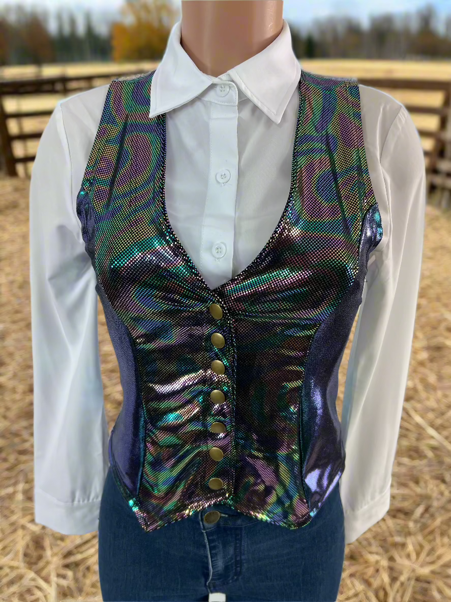 Oil Slick Snap Front Western Vest Rodeo Shirt Riverside Rodeo Shirts
