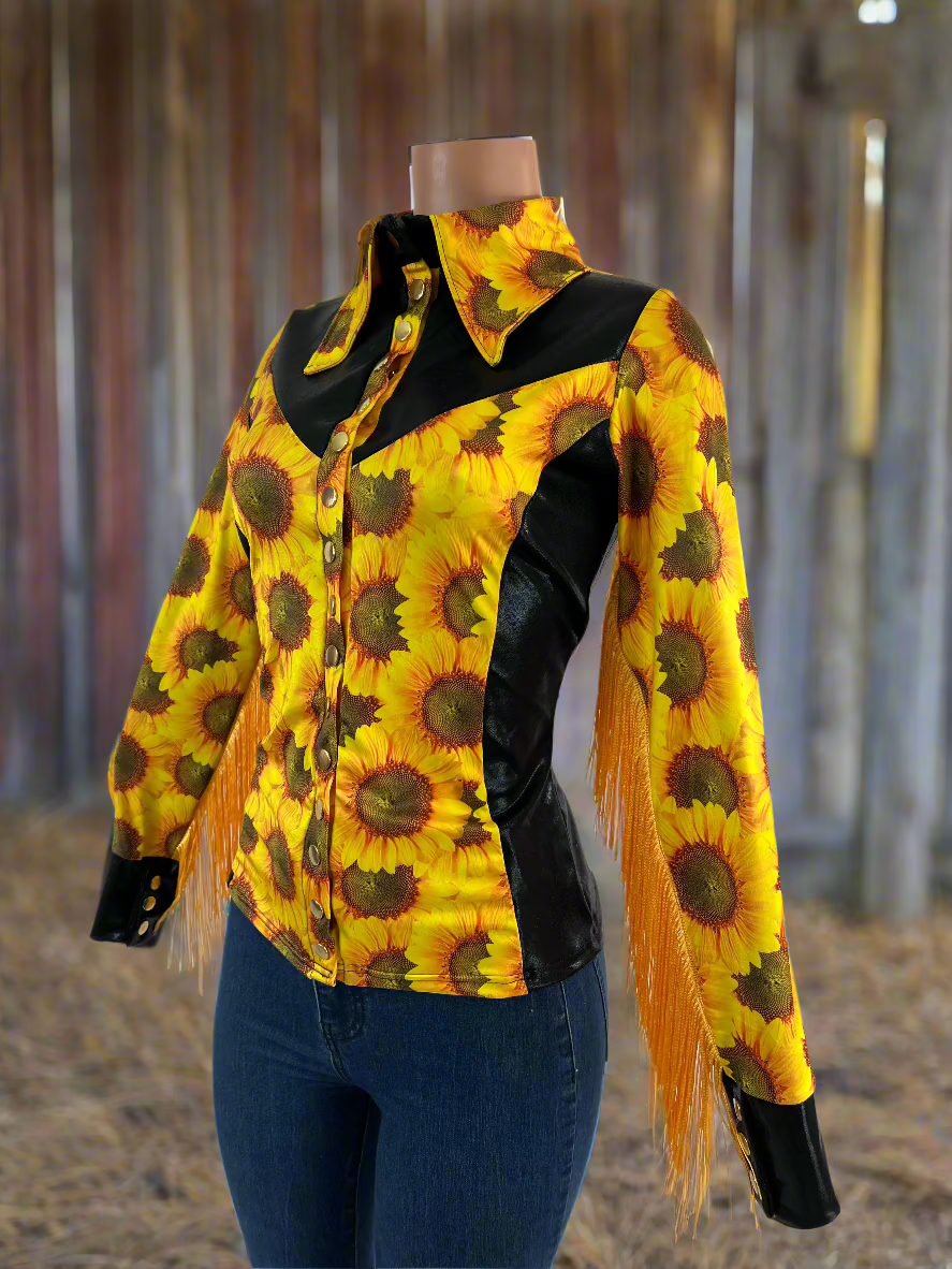Sunflower Fields Rodeo shirt - Snap Front Rodeo Shirt Riverside Rodeo Shirts