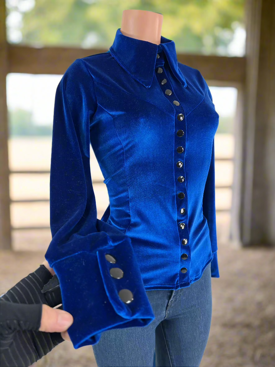 Sapphire Velvet Snap Front Rodeo Shirt Rodeo Shirt Riverside Rodeo Shirts