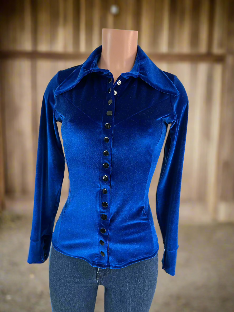 Sapphire Velvet Snap Front Rodeo Shirt Rodeo Shirt Riverside Rodeo Shirts