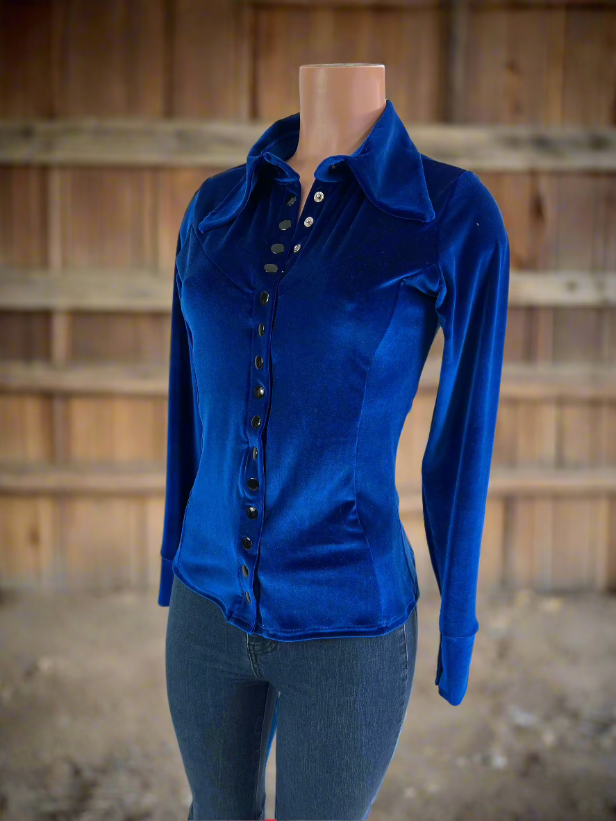 Sapphire Velvet Snap Front Rodeo Shirt Rodeo Shirt Riverside Rodeo Shirts