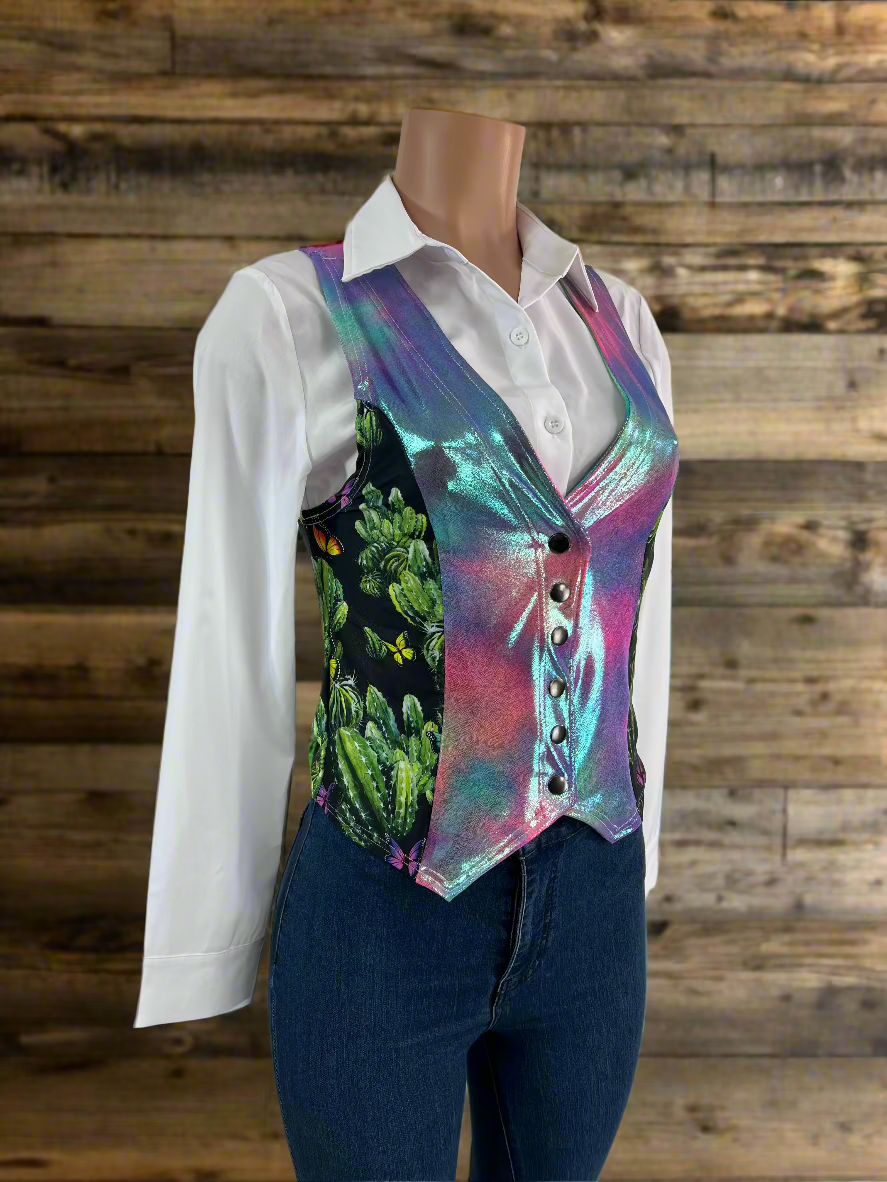 Butterfly Cactus Snap Front Western Vest Rodeo Shirt Riverside Rodeo Shirts
