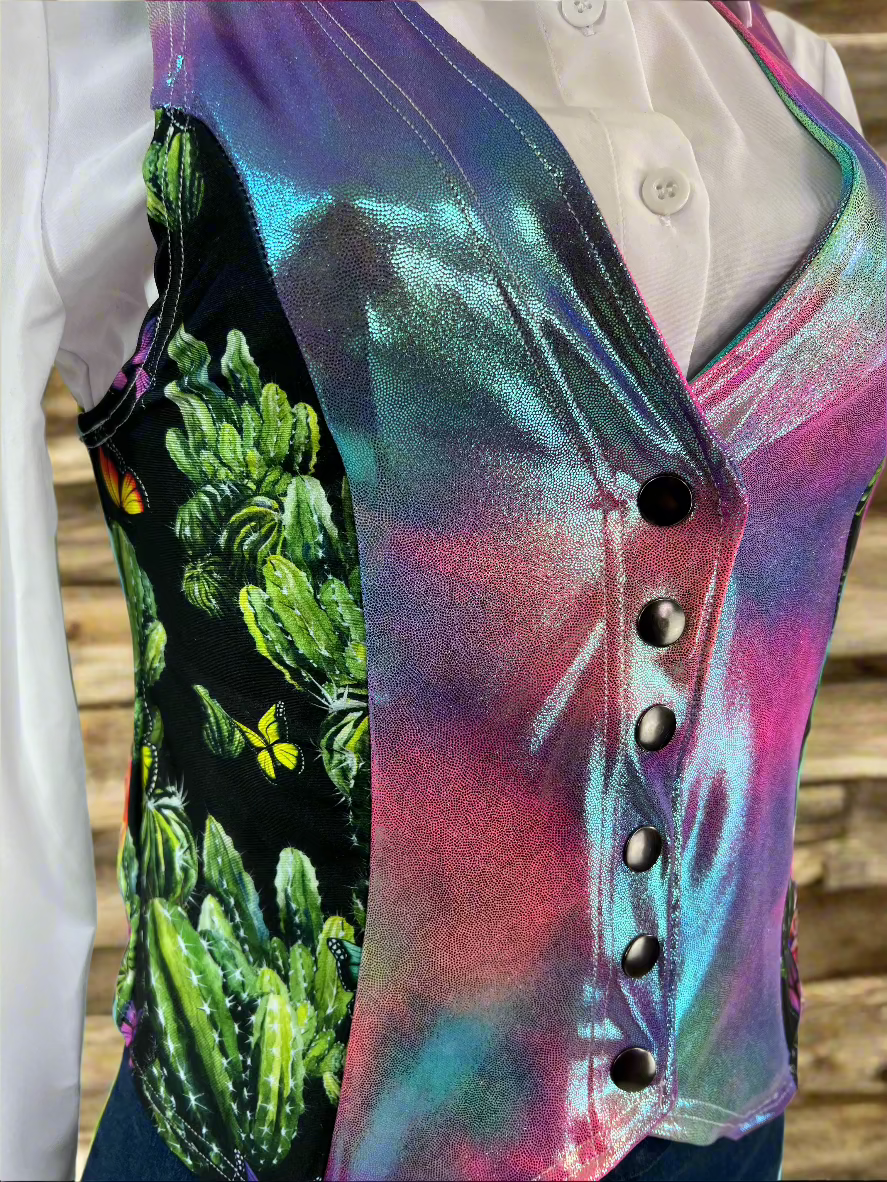 Butterfly Cactus Snap Front Western Vest Rodeo Shirt Riverside Rodeo Shirts
