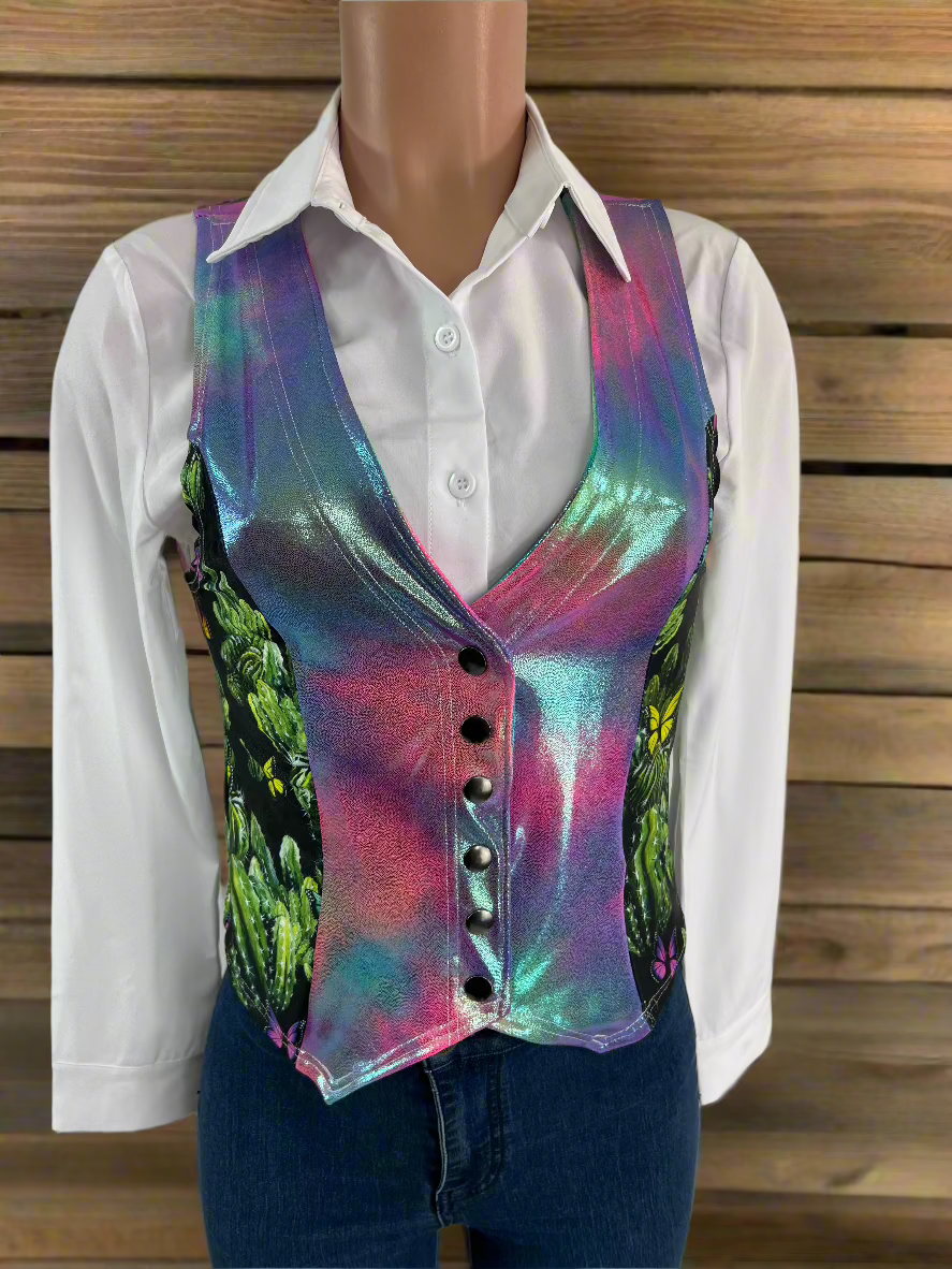 Butterfly Cactus Snap Front Western Vest Rodeo Shirt Riverside Rodeo Shirts