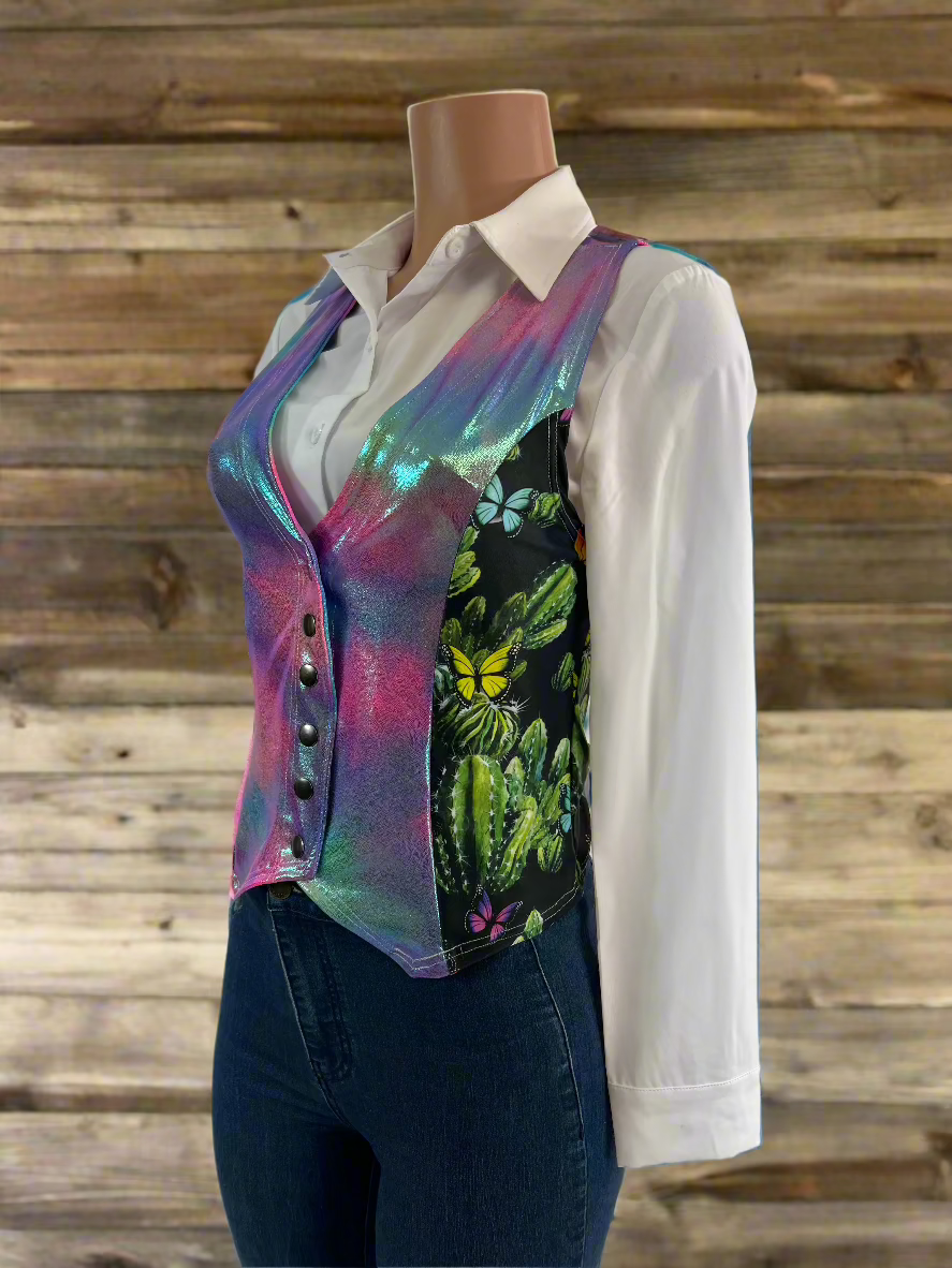 Butterfly Cactus Snap Front Western Vest Rodeo Shirt Riverside Rodeo Shirts