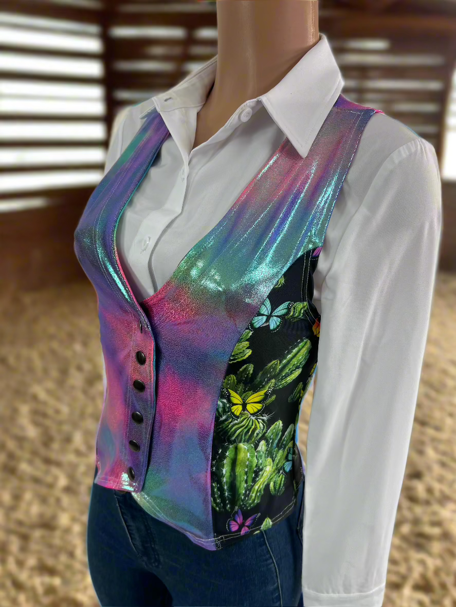 Butterfly Cactus Snap Front Western Vest Rodeo Shirt Riverside Rodeo Shirts