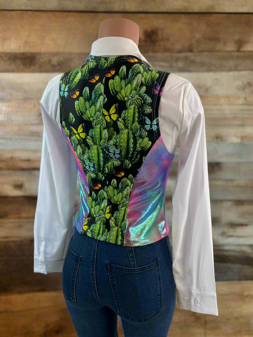 Rainbow Cactus Snap Front Western Vest Rodeo Shirt Riverside Rodeo Shirts