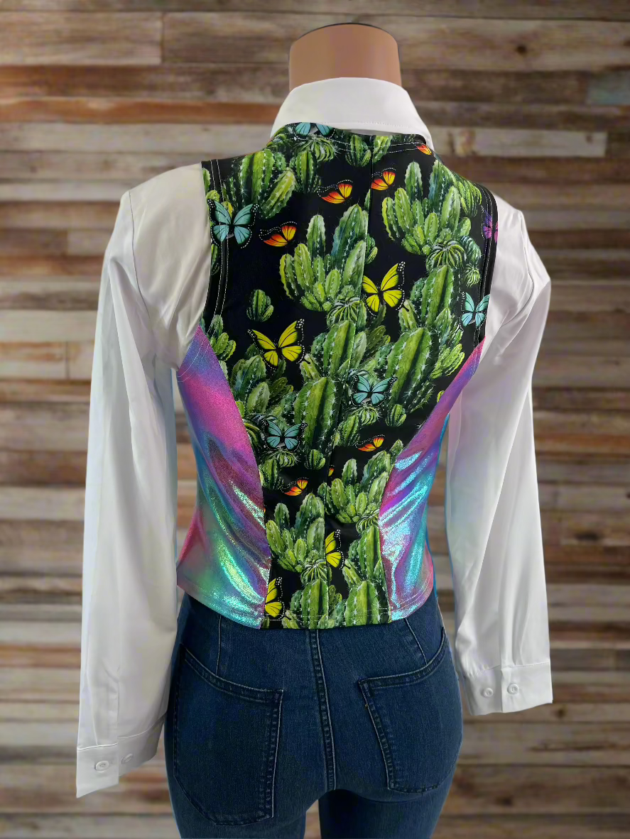 Rainbow Cactus Snap Front Western Vest Rodeo Shirt Riverside Rodeo Shirts