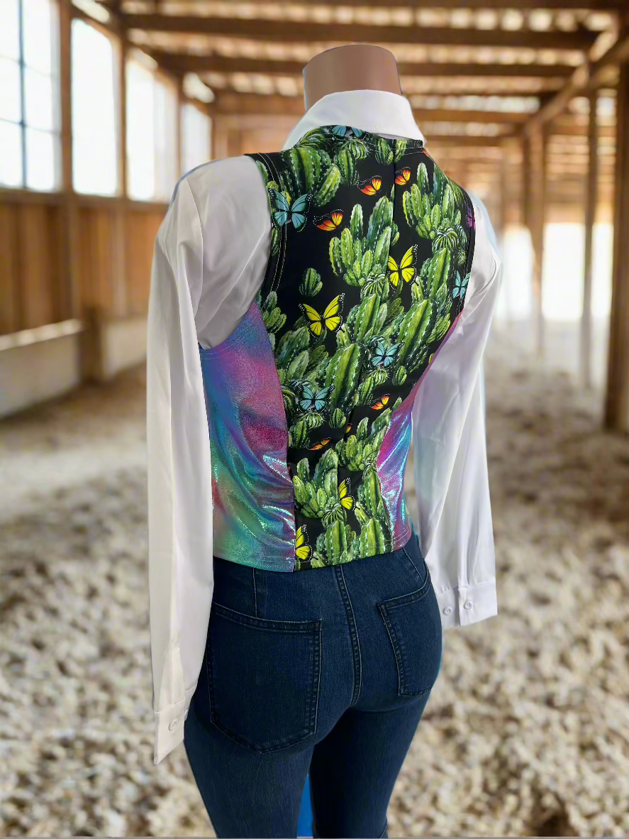 Rainbow Cactus Snap Front Western Vest Rodeo Shirt Riverside Rodeo Shirts