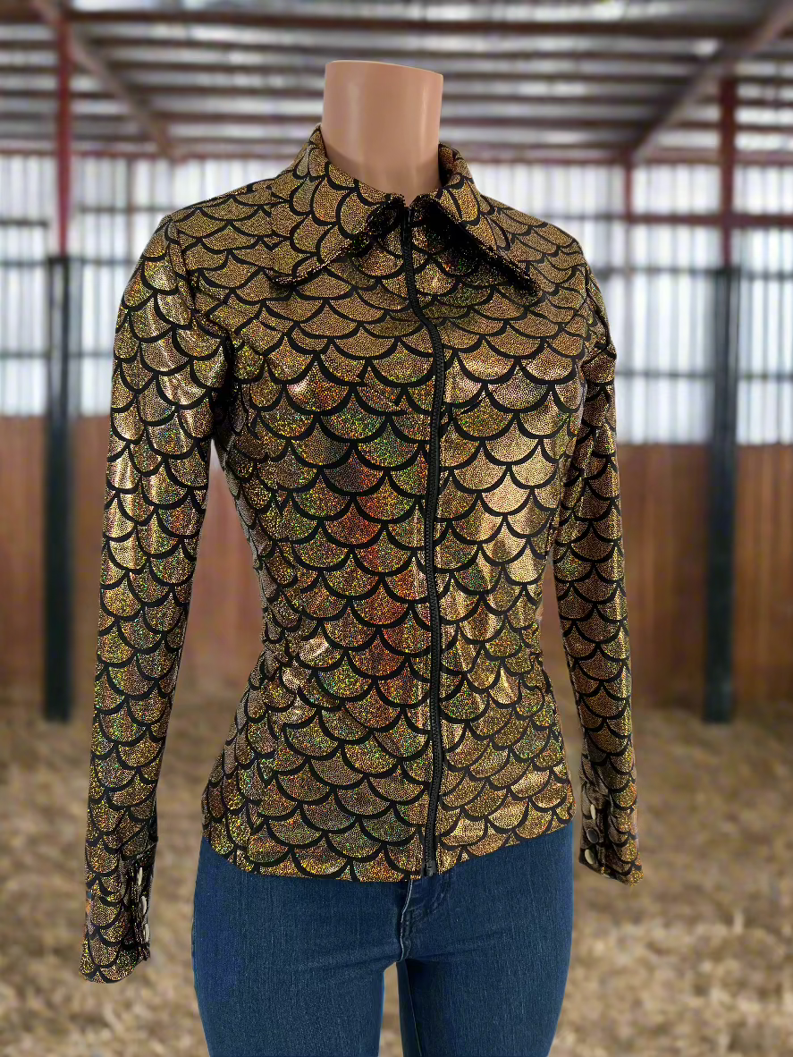 Gold dragon Scale Metallic Rodeo Shirt Rodeo Shirt Riverside Rodeo Shirts