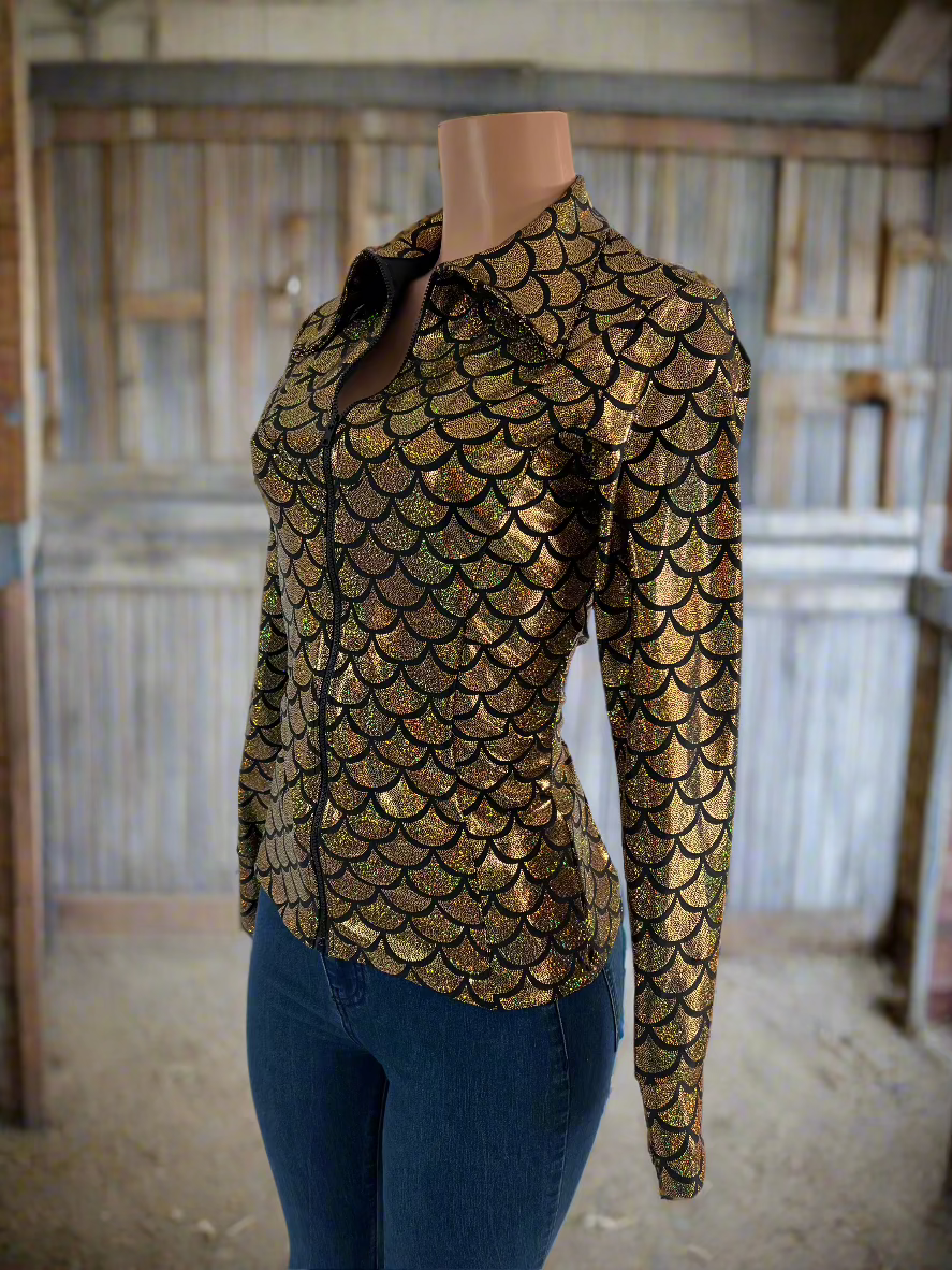 Gold dragon Scale Metallic Rodeo Shirt Rodeo Shirt Riverside Rodeo Shirts