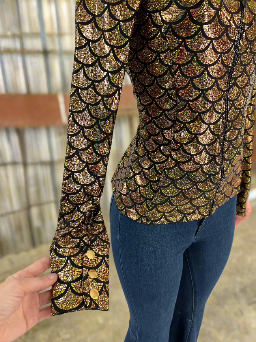 Gold dragon Scale Metallic Rodeo Shirt Rodeo Shirt Riverside Rodeo Shirts