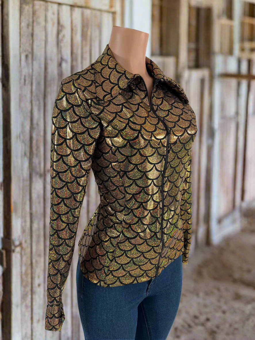 Gold dragon Scale Metallic Rodeo Shirt Rodeo Shirt Riverside Rodeo Shirts
