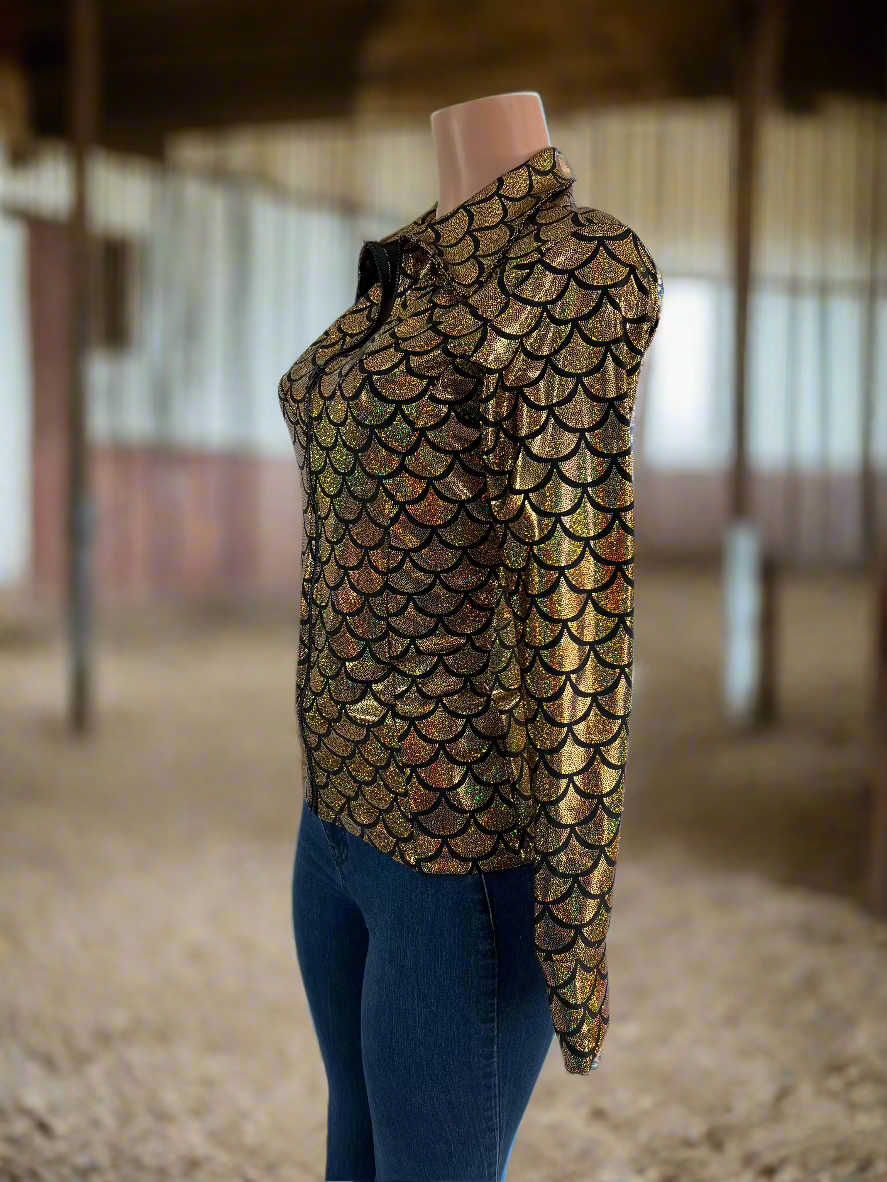 Gold dragon Scale Metallic Rodeo Shirt Rodeo Shirt Riverside Rodeo Shirts