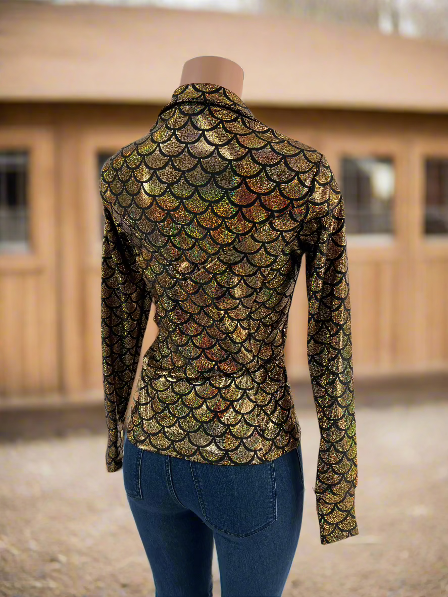 Gold dragon Scale Metallic Rodeo Shirt Rodeo Shirt Riverside Rodeo Shirts