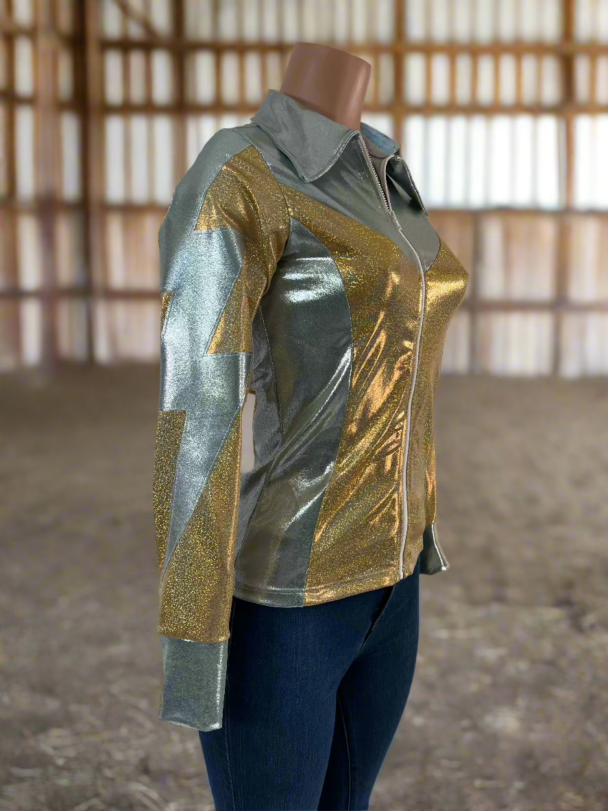 Platinum and Gold Lightning Bolt Rodeo Shirt Rodeo Shirt Riverside Rodeo Shirts