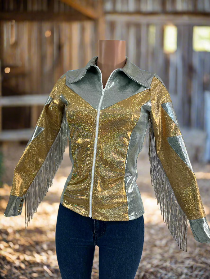 Platinum and Gold Lightning Bolt Rodeo Shirt Rodeo Shirt Riverside Rodeo Shirts