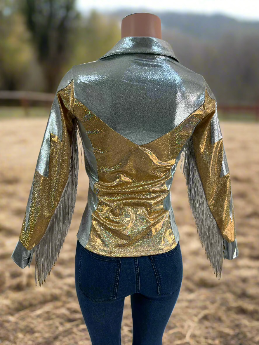 Platinum and Gold Lightning Bolt Rodeo Shirt Rodeo Shirt Riverside Rodeo Shirts