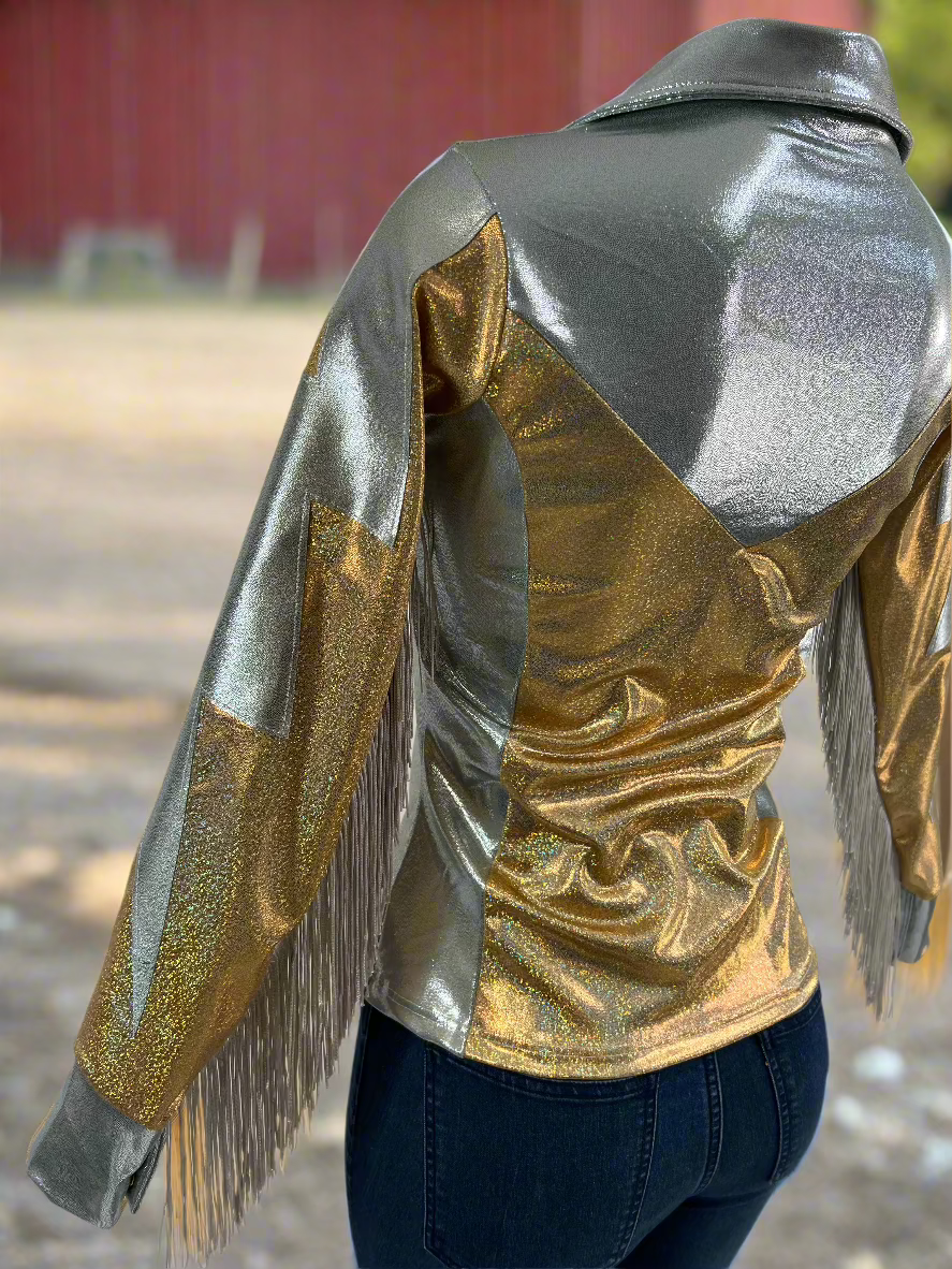 Platinum and Gold Lightning Bolt Rodeo Shirt Rodeo Shirt Riverside Rodeo Shirts