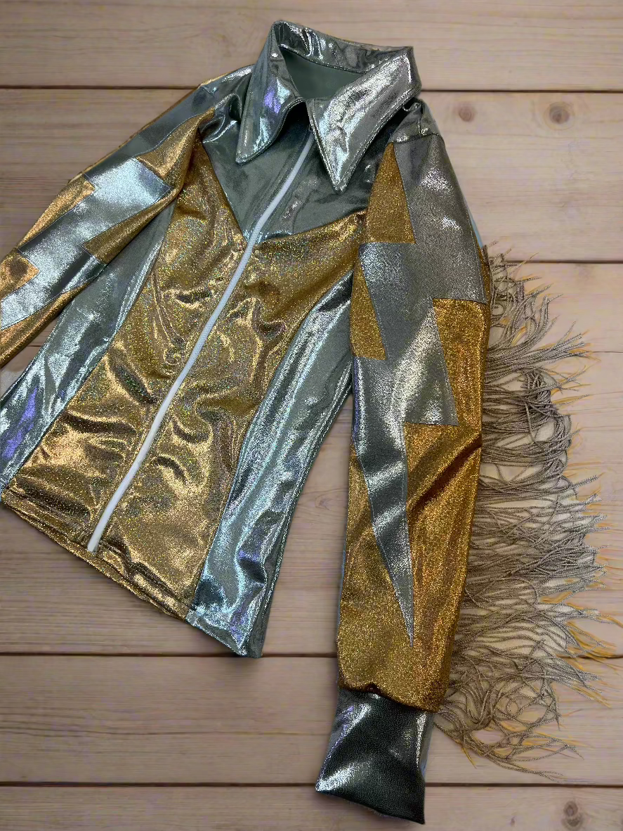 Platinum and Gold Lightning Bolt Rodeo Shirt Rodeo Shirt Riverside Rodeo Shirts