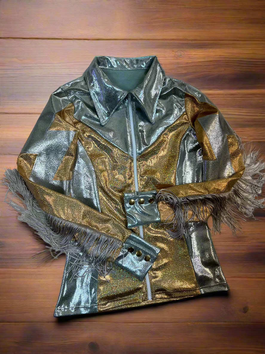 Platinum and Gold Lightning Bolt Rodeo Shirt Rodeo Shirt Riverside Rodeo Shirts