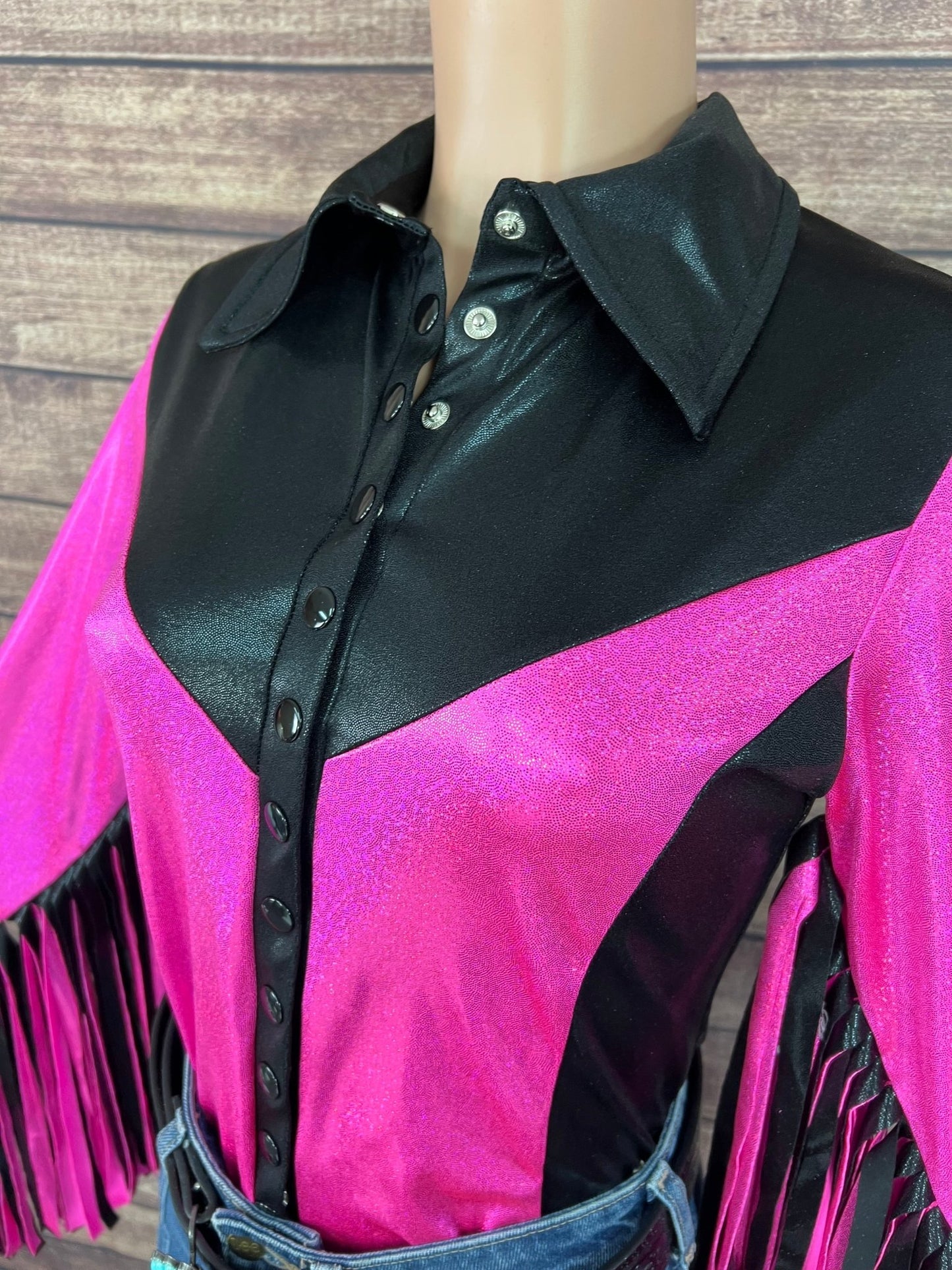 Neon Outlaw Snap Front Rodeo Shirt with 12" Thunderbird Fringe - Riverside Rodeo Shirts